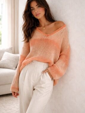 Guess Wool Blend Open Knit Sweater Made in Italy M